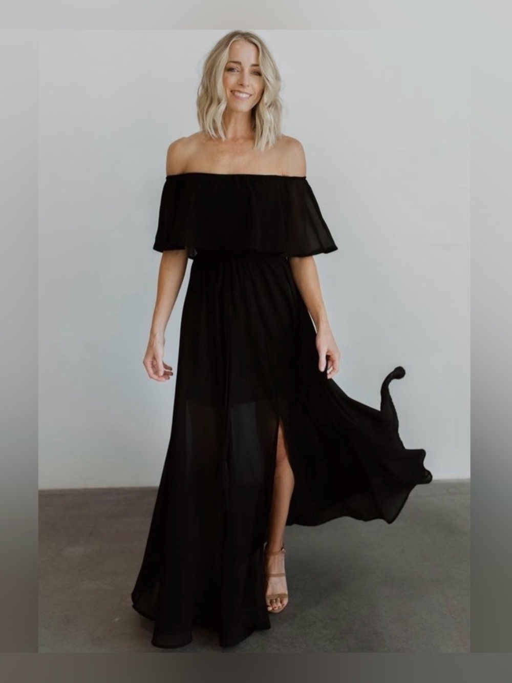 ❤️NWT Baltic Born Women’s Black Victoria Off Shoulder Cocktail Maxi Dress | M